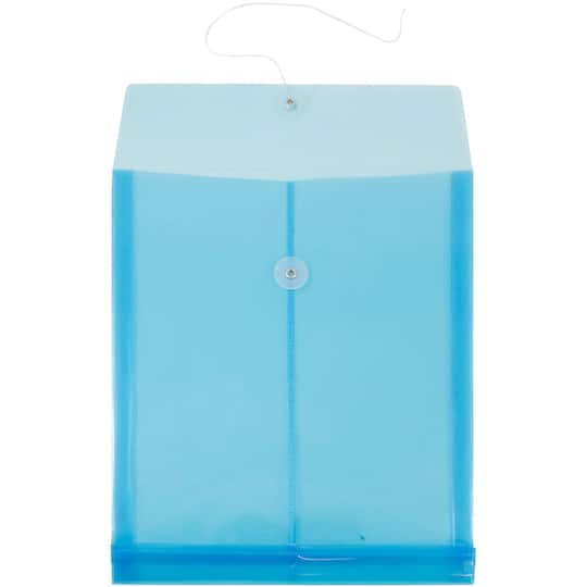 JAM Paper 9.75" x 13" Blue Plastic Button String Open End Envelopes, 24ct.